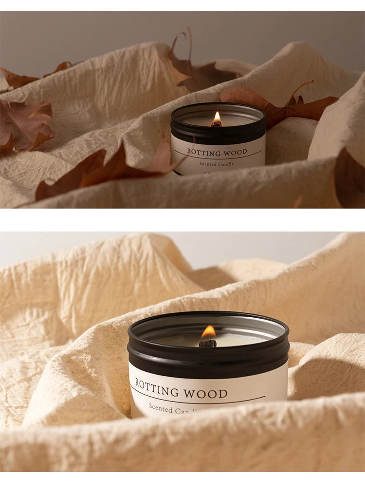 Black Tin Can Scented Aromatic Candles with Dried Flower