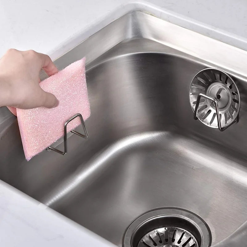 3/1 PCS Stainless Steel Sink Sponge Holder Self-Adhesive Kitchen Organizer