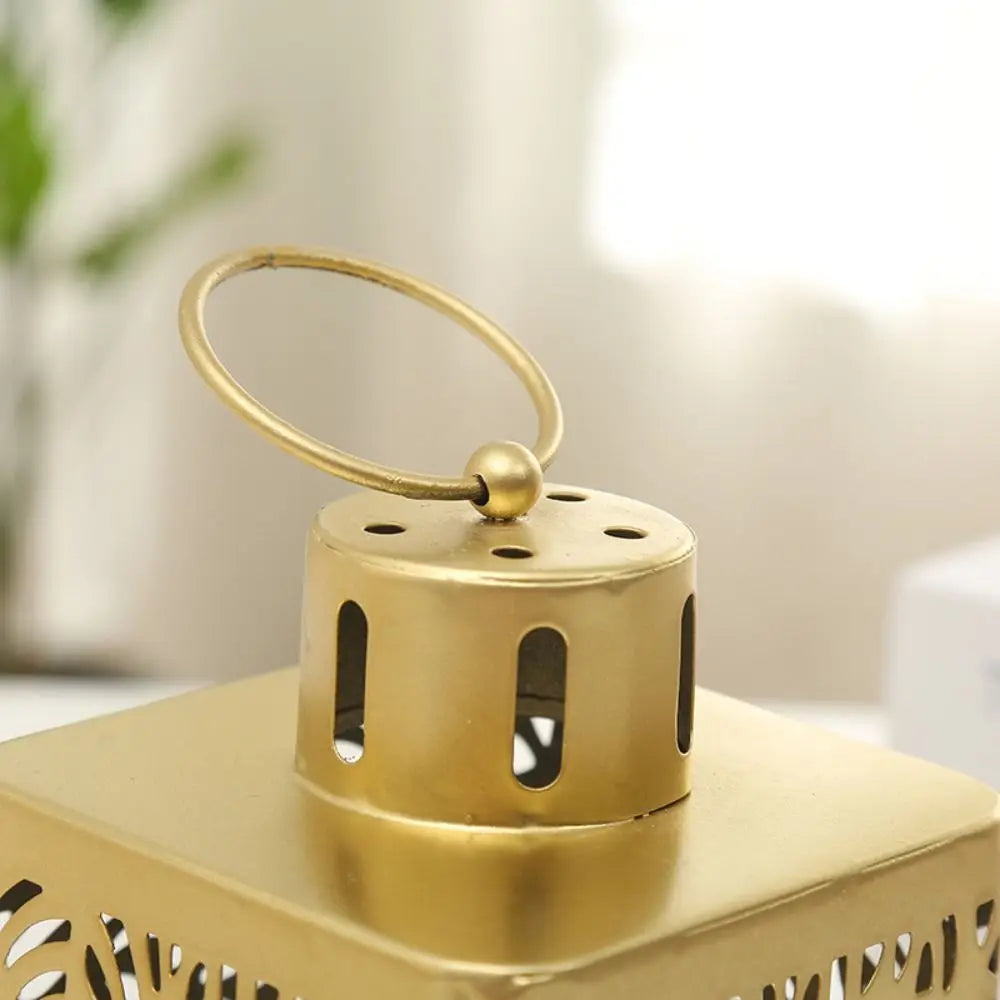 Creative European-Style Hollow Metal Wind Lamp Gold Candle Stand