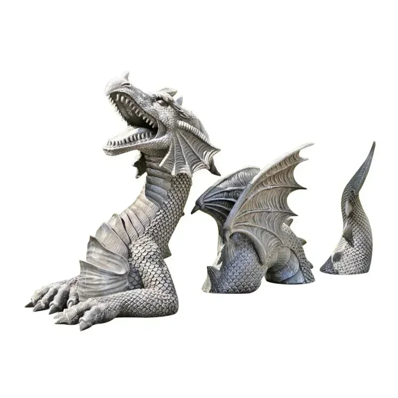 Solar Powered Outdoor Garden Dragon Statue for Meditation