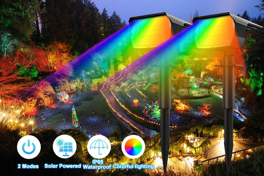 20LEDs RGB Solar Light Outdoors Landscape Spotlights Color Changing 2 In 1 Wireless Waterproof Solar Wall Lamp