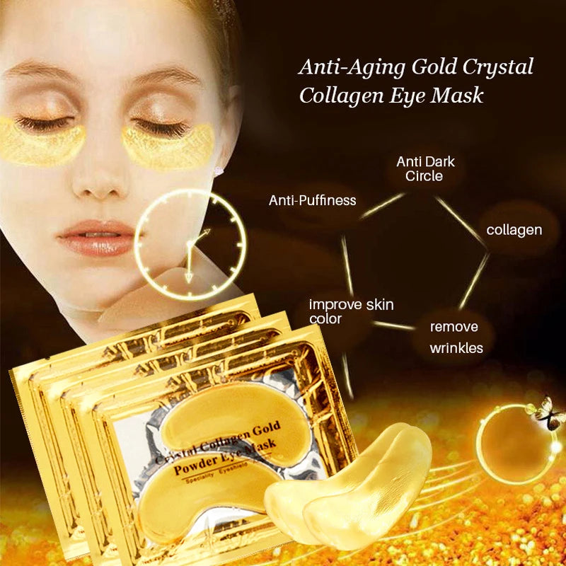 InniCare 50/60/80/100 Pcs Crystal Collagen Gold Eye Mask