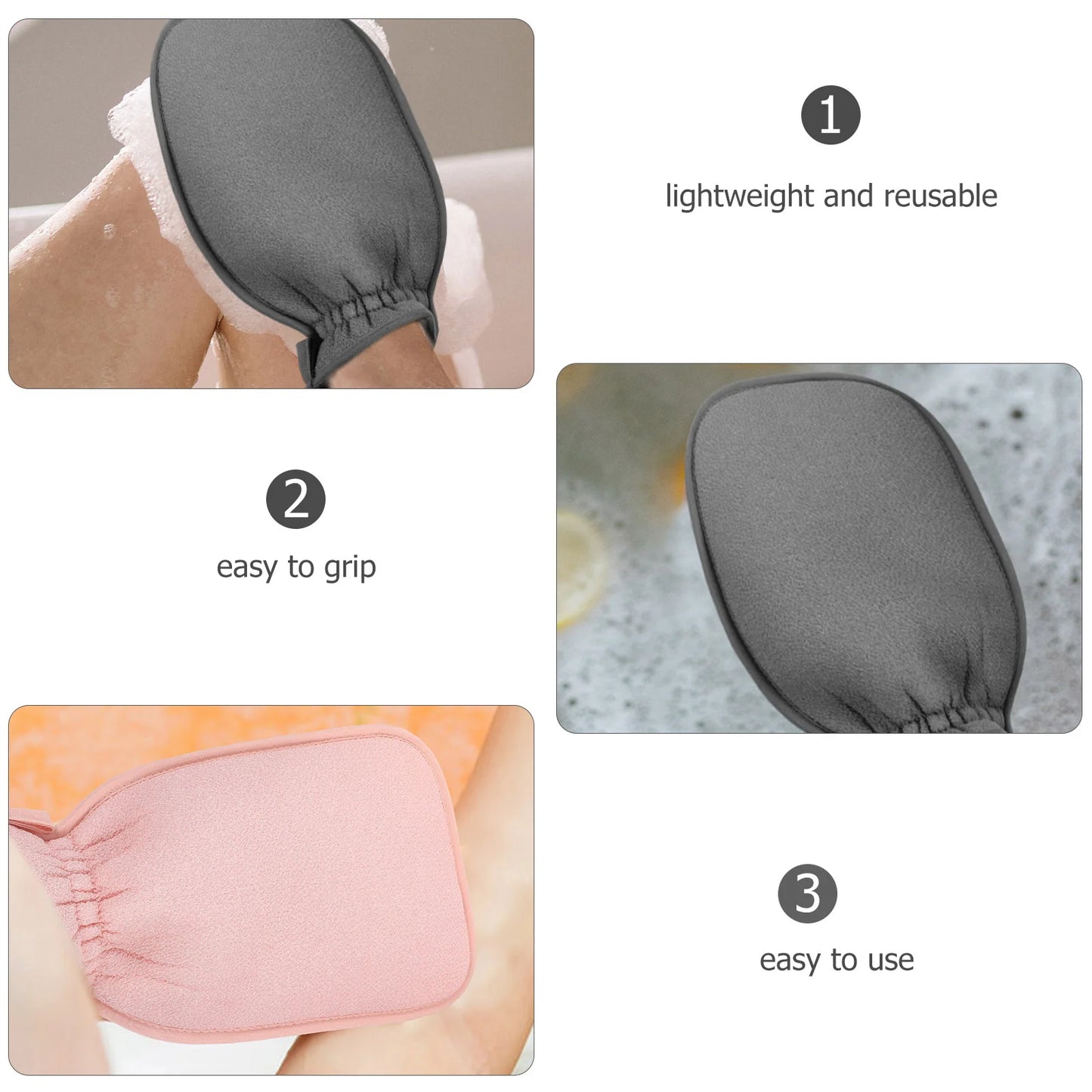 2 Pcs Clean Bath Towel Scrubber Glove for Adults Exfoliating Mitt