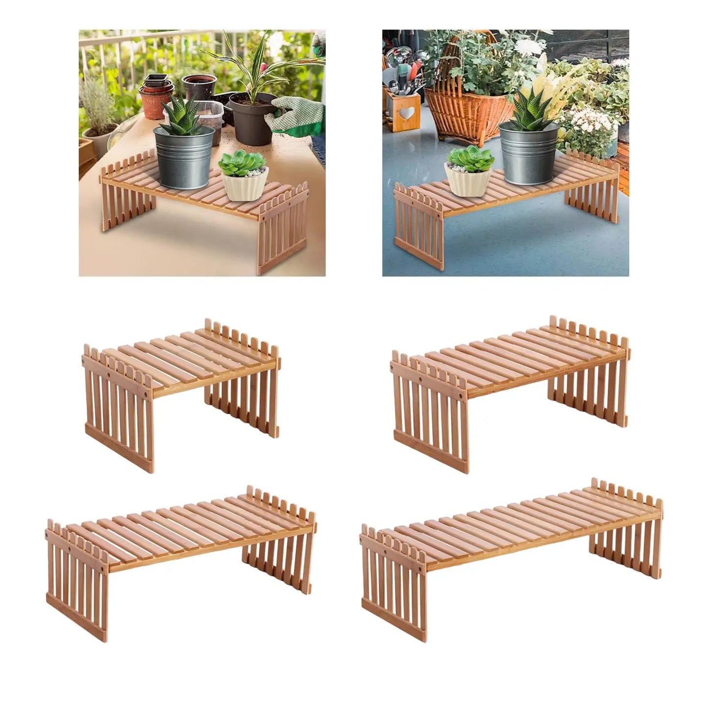 Flower Shelf Multifunctional Wood Planter Holder for Tranquil Indoor Spaces