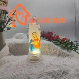 Jesus Virgin Christ Candle Lamp Flameless LED Tea Light Deco