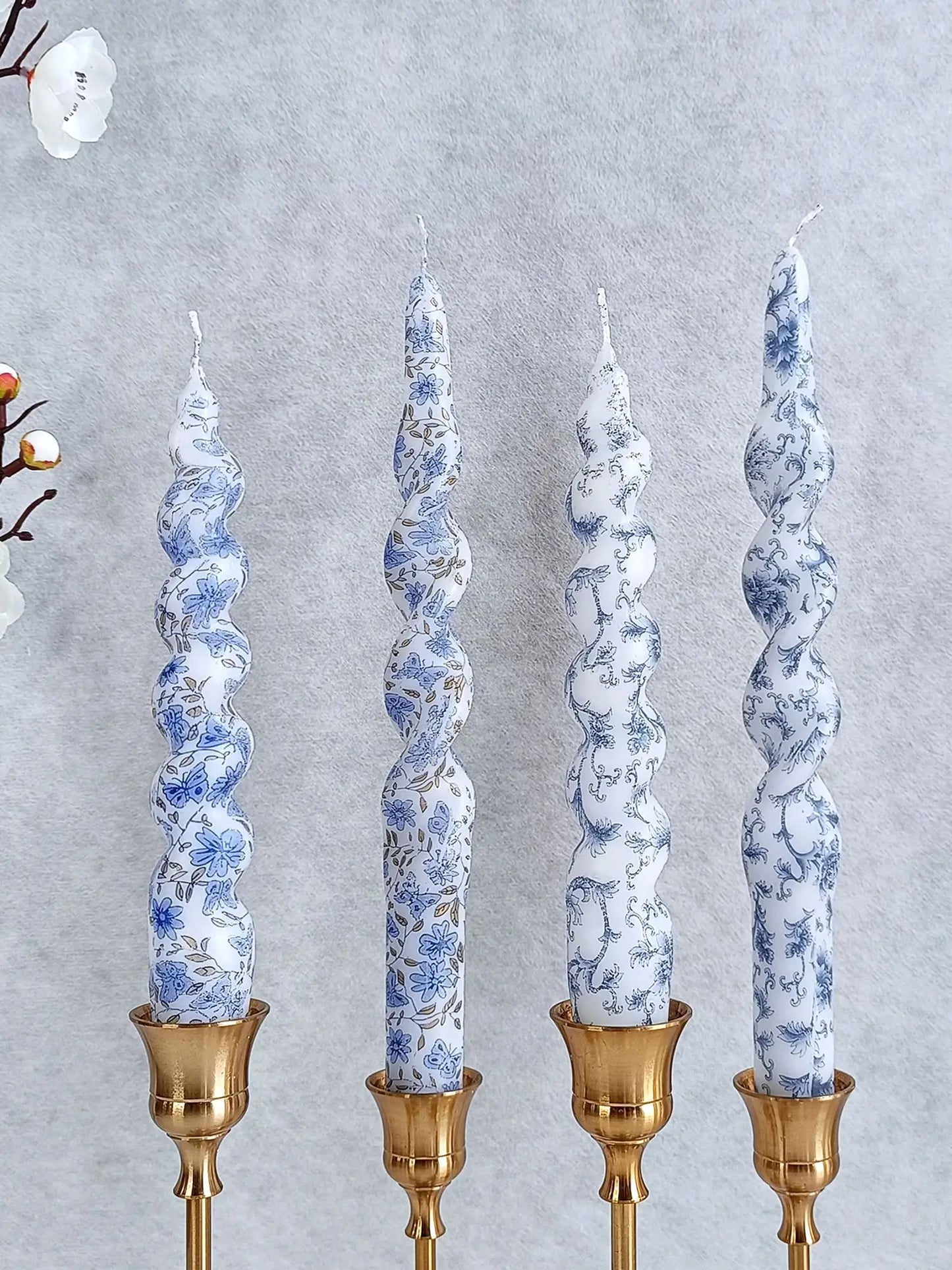 SSY Handmade Candles Blue Flower Pattern Gift Set 2pcs