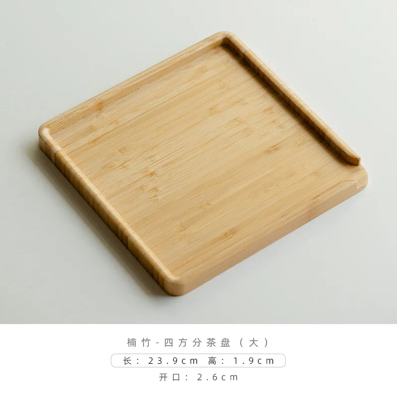 Chinese Bamboo Food Tray Puer Tea Box Open Knife Pry Tea Plate