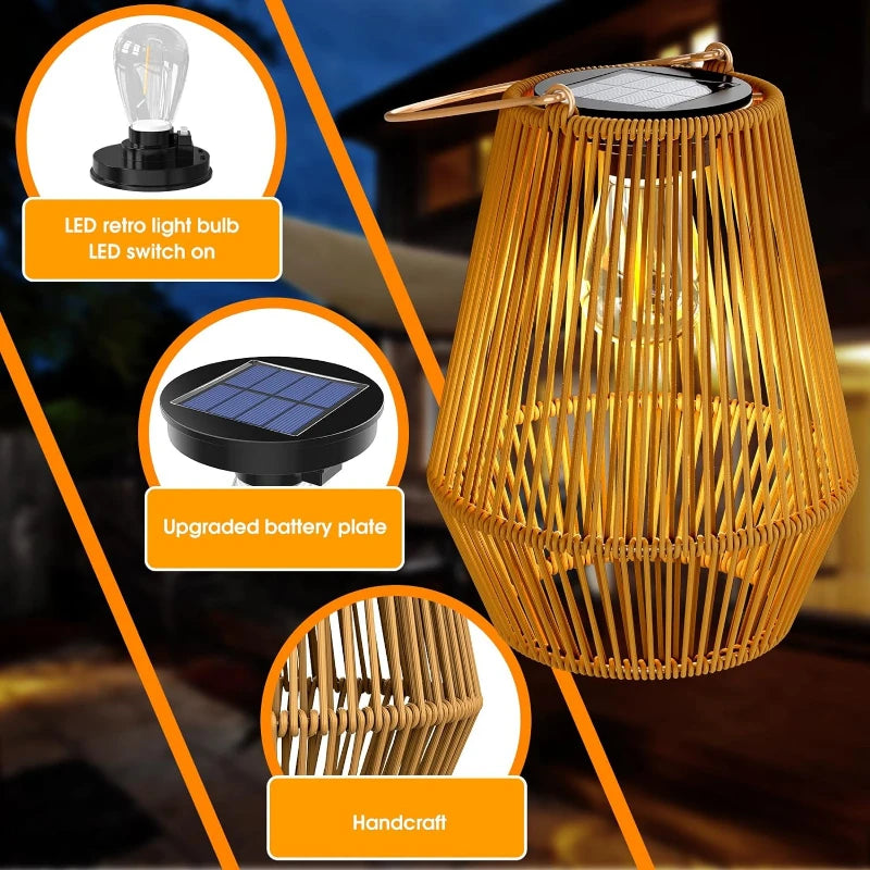 Hand Woven 0.6W Solar Outdoor Lights Villa Landscape Light