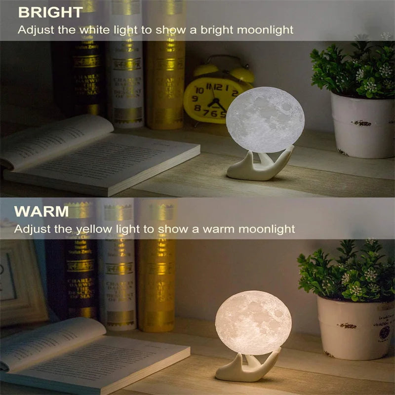 Moon Lamp Led Night Light Battery Powered with Stand Decor