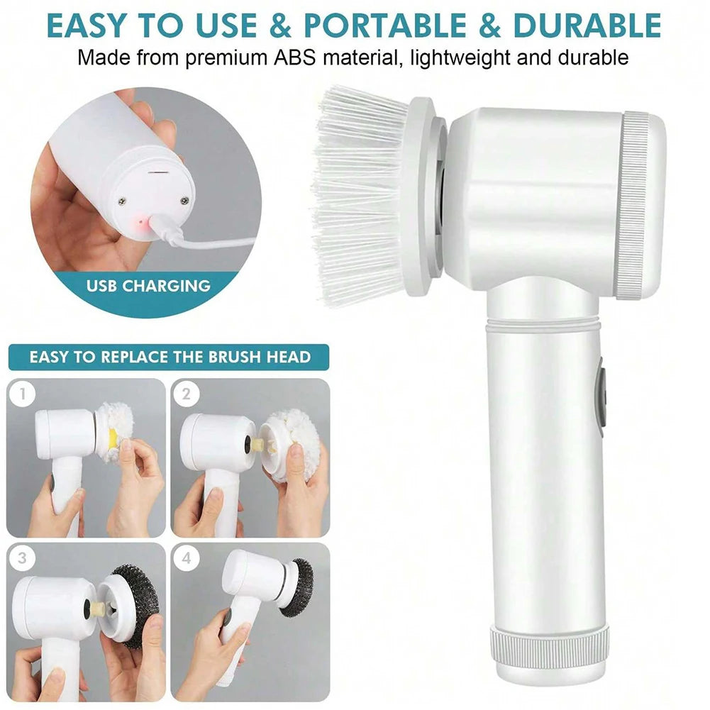 Electric Spin Scrubber USB Rechargeable Wireless Cleaning Brush