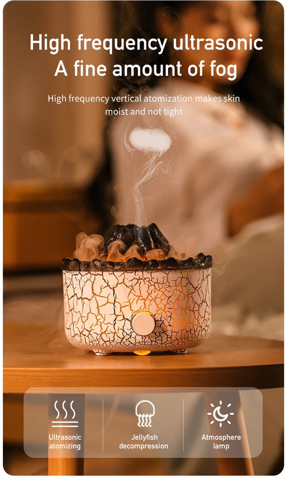 Volcano Aromatherapy Diffuser Smoke Ring with Flame Lamp