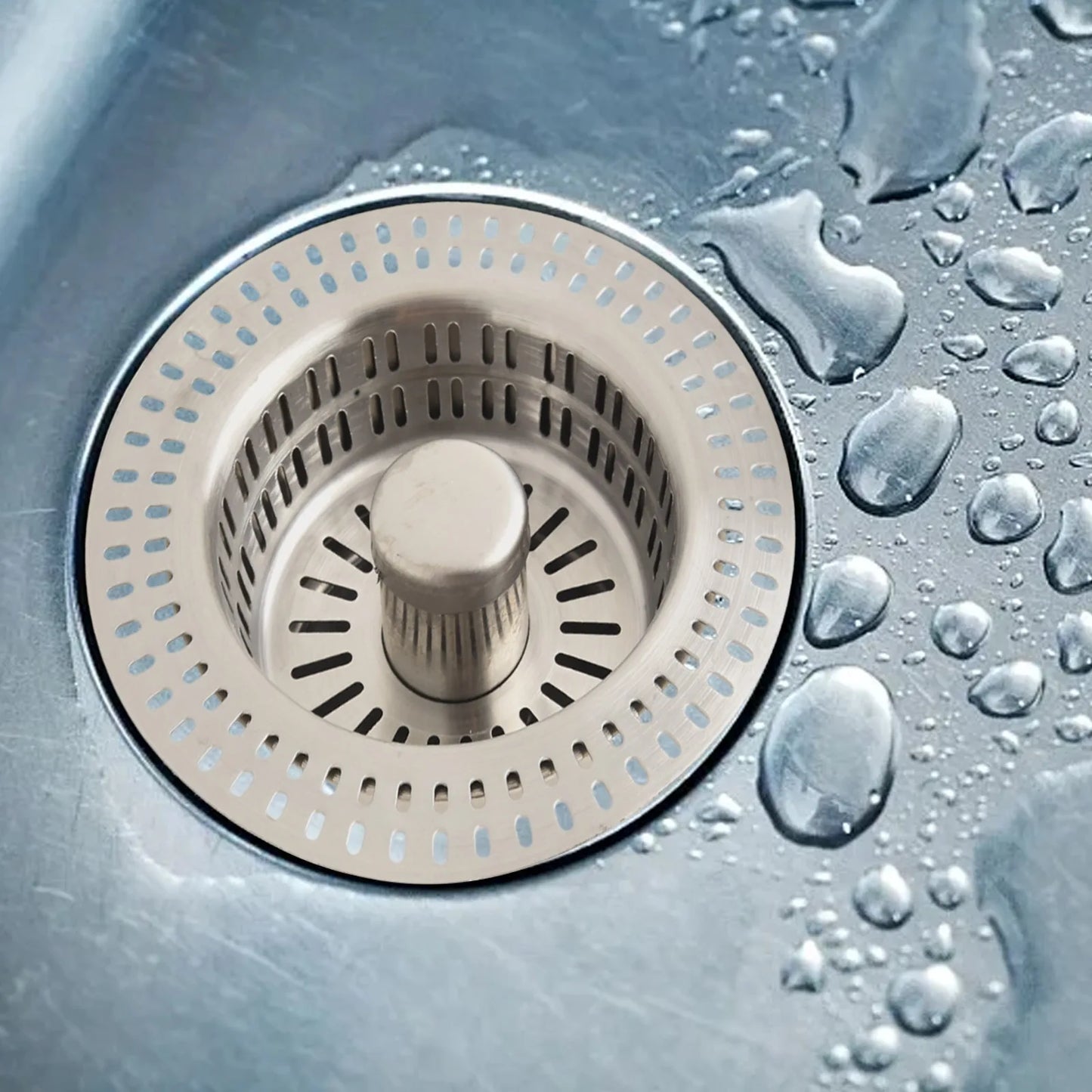 3 In 1 Kitchen Sink Drain Strainer Stainless Steel Stopper