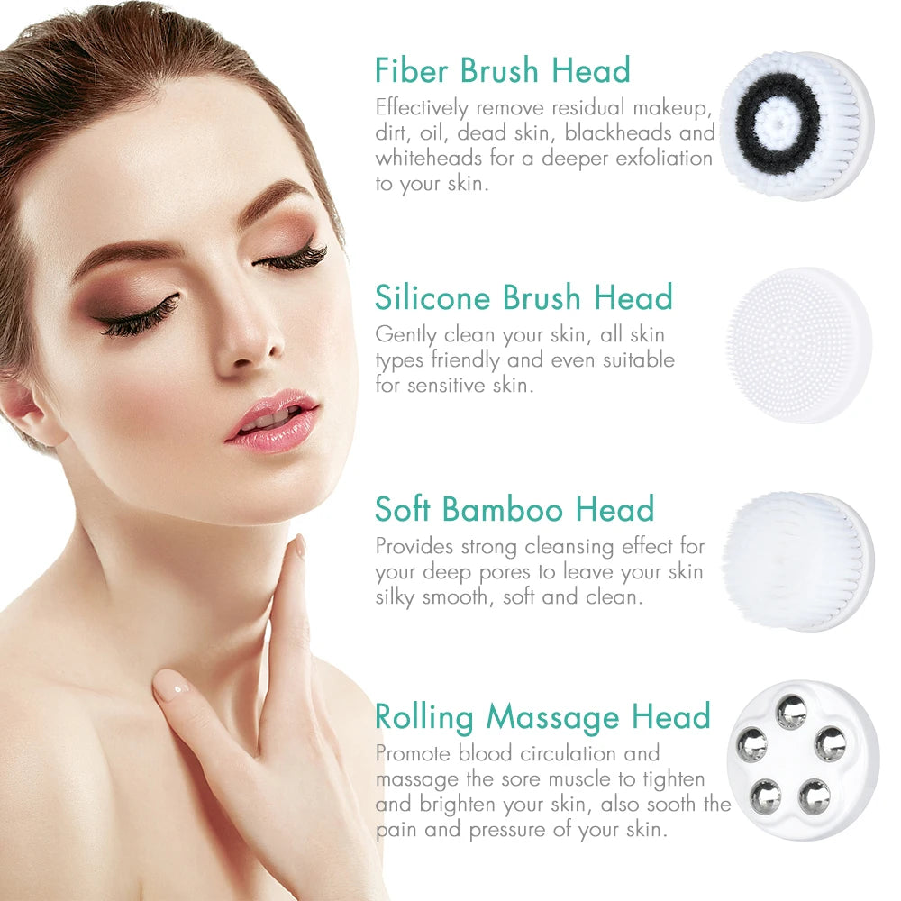 4 In 1 Electric Facial Cleansing Brush for Deep Pore Care