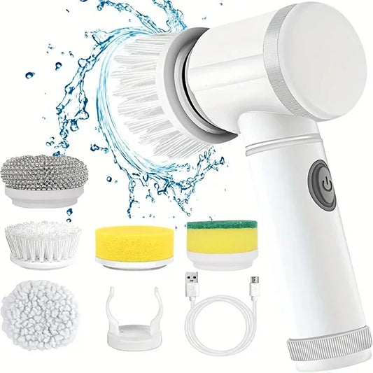 Powerful Electric Spin Scrubber with 5 Interchangeable Heads