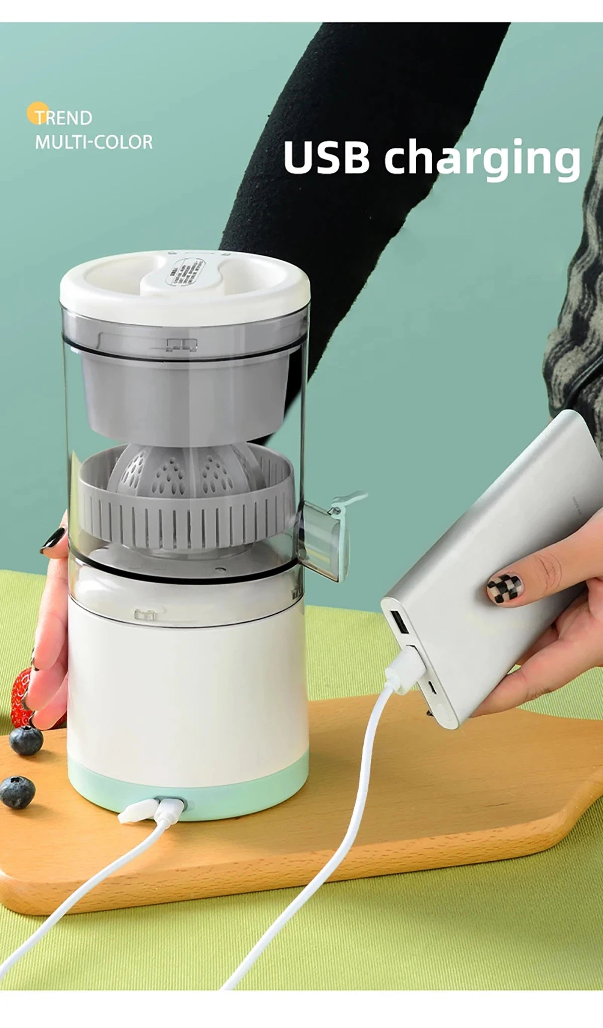 Multi-Function Portable Electric Juicer USB Rechargeable Mixing Bottle for Summer Smoothies and Lemon Juice Home Use