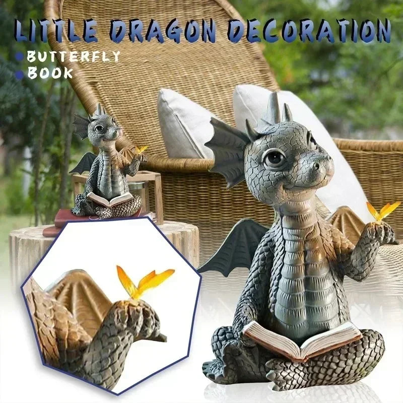 Solar Powered Outdoor Garden Dragon Statue for Meditation