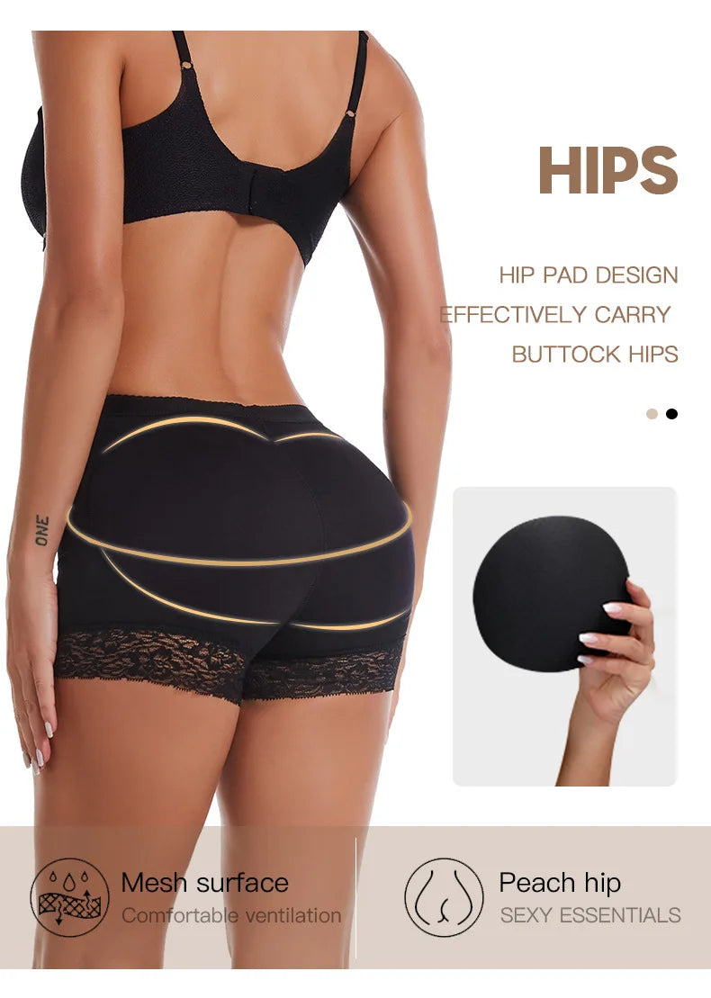 Women Hip Pads Fake Ass Lace Panties Butt Lifter Shapewear