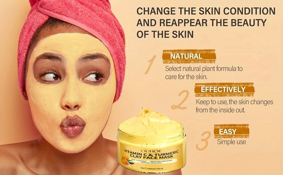 Turmeric Vitamin C Clay Mask Deep Cleansing Hydrating Skin Care