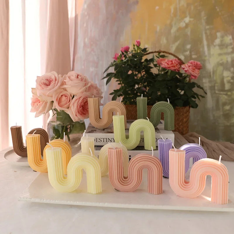 Geometry Unique Candle Wave U Shape Unscented Hand Poured Soy Candles