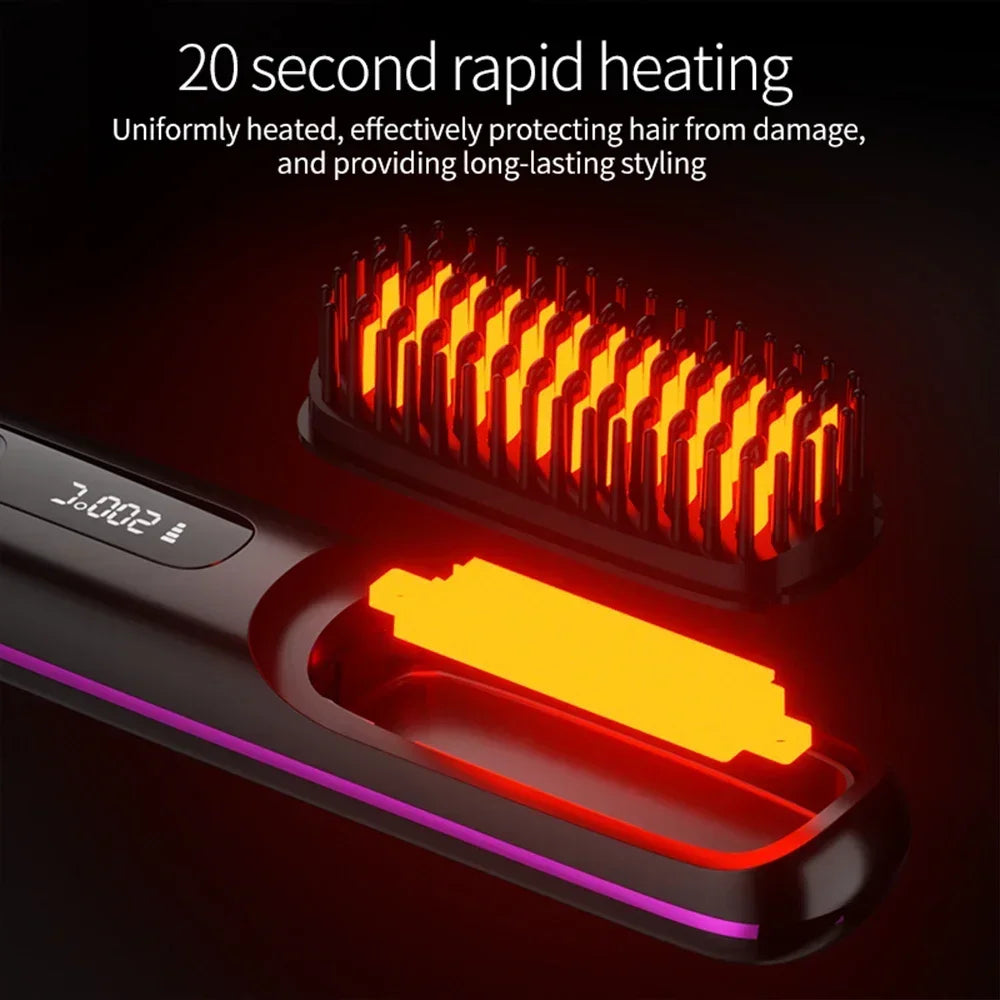 Wireless Straight Hair Comb Electric Hot Comb Mini Two-in-One Ceramic Curler