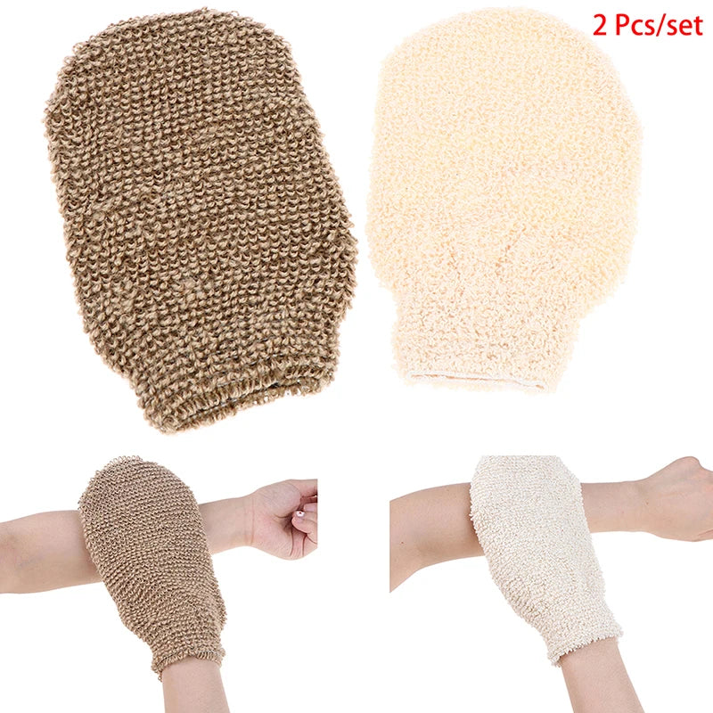 2 Pcs Peeling Exfoliating Gloves Bath Towel For Spa Massage