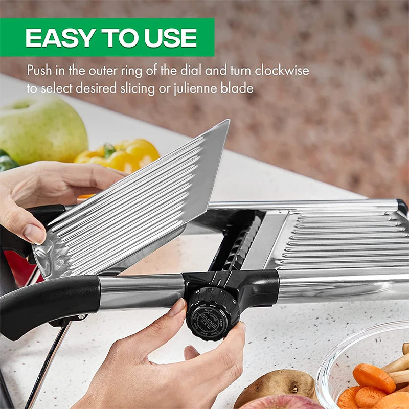 LMETJMA Adjustable Mandoline Slicer Stainless Steel Chopper