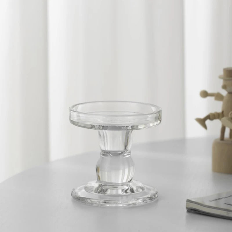 Ins Glass Candle Holders Luxury Transparent Tray for Romantic Decor