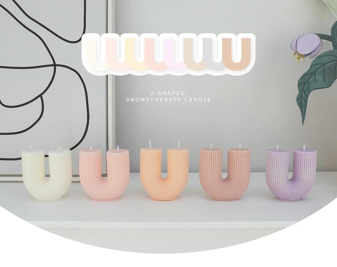 Geometry Unique Candle Wave U Shape Unscented Hand Poured Soy Candles