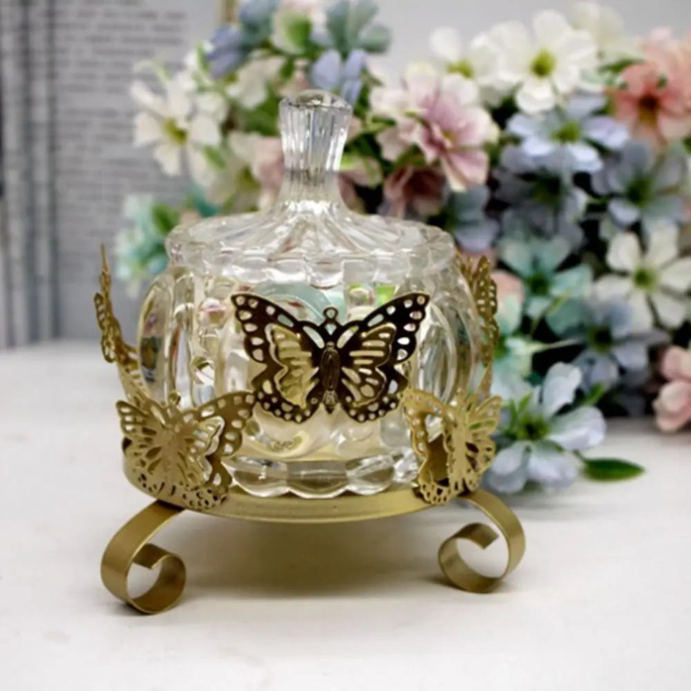 Unique Butterfly Shaped Candlestick Triangle Base Gold Holder