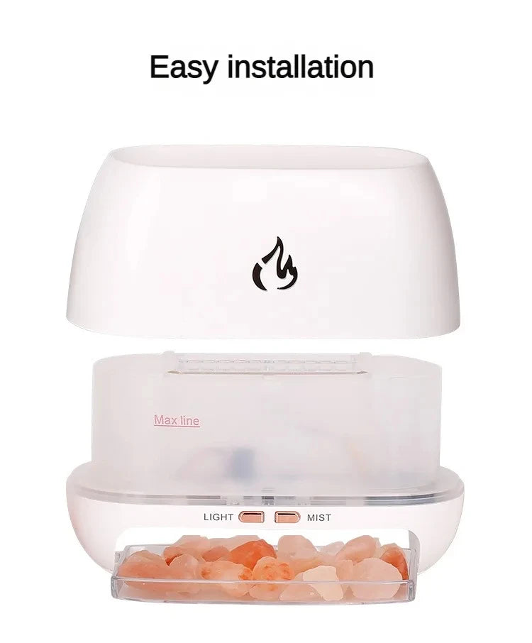 New Himalayan Crystal Salt Stone Aroma Humidifier with 3D Night Light