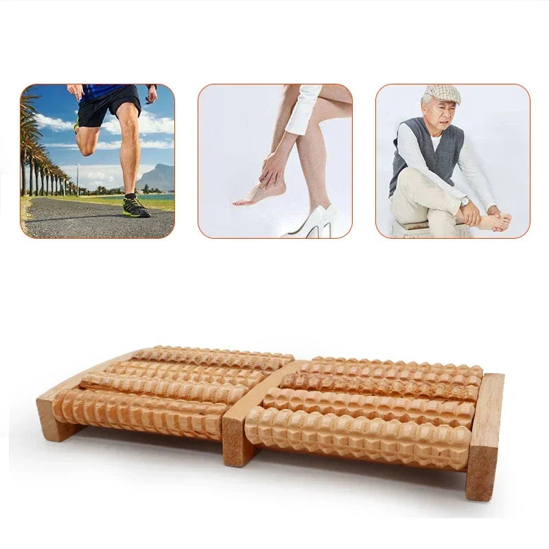 Wooden Foot Massage Roller Relieves Fatigue Foot Pain