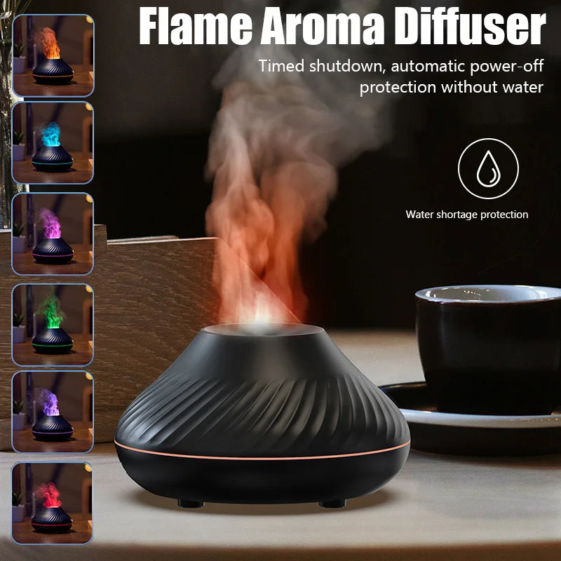 Flame Aroma Diffuser Air Humidifier With LED Color Lamp