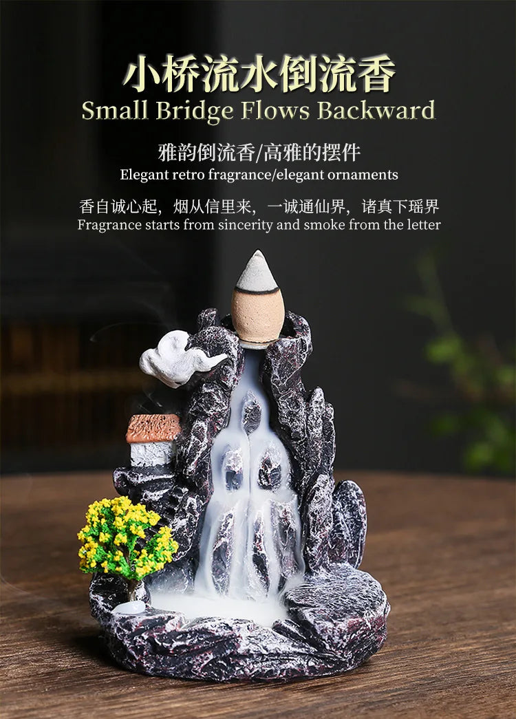 Creative High Mountain Flowing Resin Back Flow Incense Holder