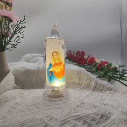 Jesus Virgin Christ Candle Lamp Flameless LED Tea Light Deco