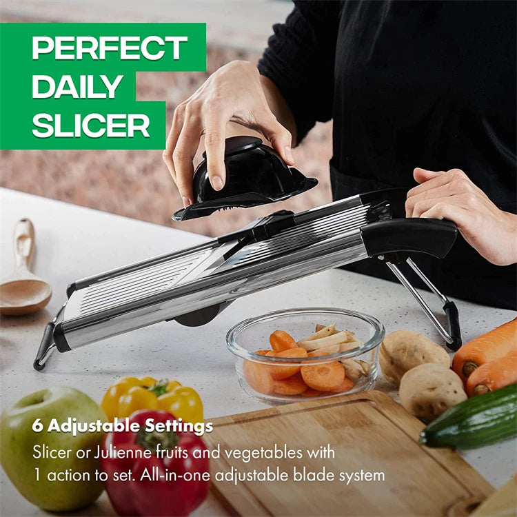 LMETJMA Adjustable Mandoline Slicer Stainless Steel Chopper