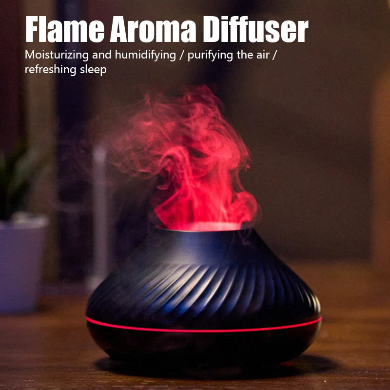 Flame Aroma Diffuser Air Humidifier With LED Color Lamp