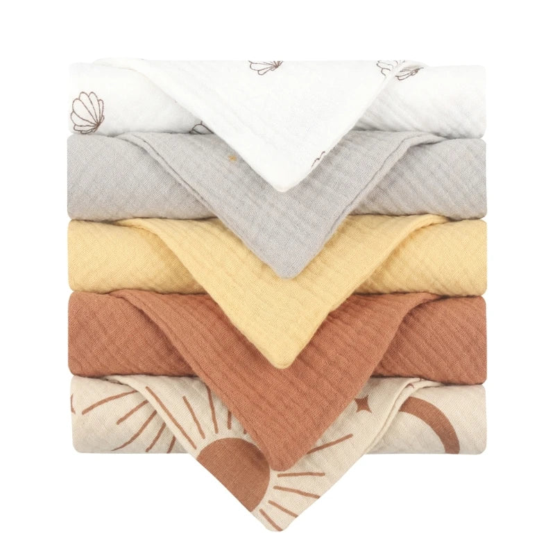 5 Pcs Towel Baby Face Cloth Soft Cotton Bath Towels