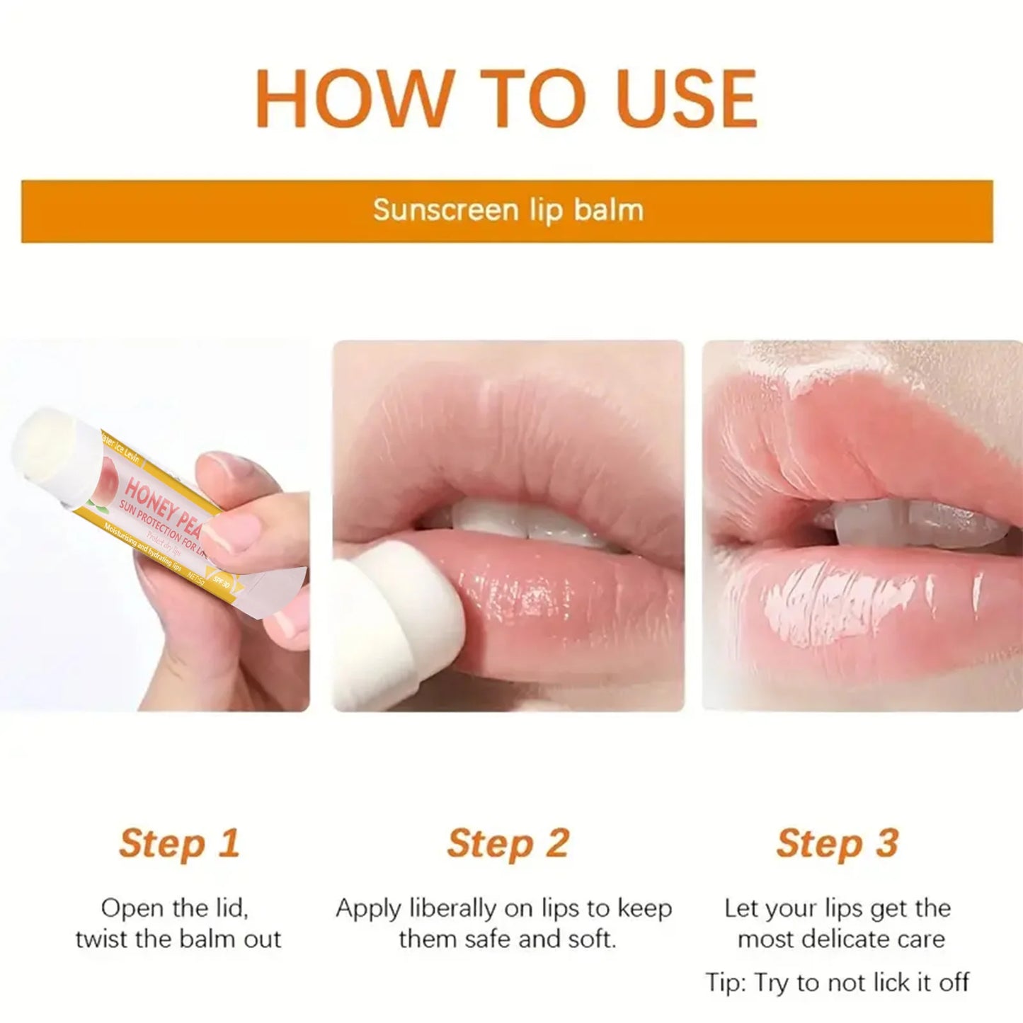 Peach and Banana Sunscreen Lip Balm SPF 30 for Moisturized Lips