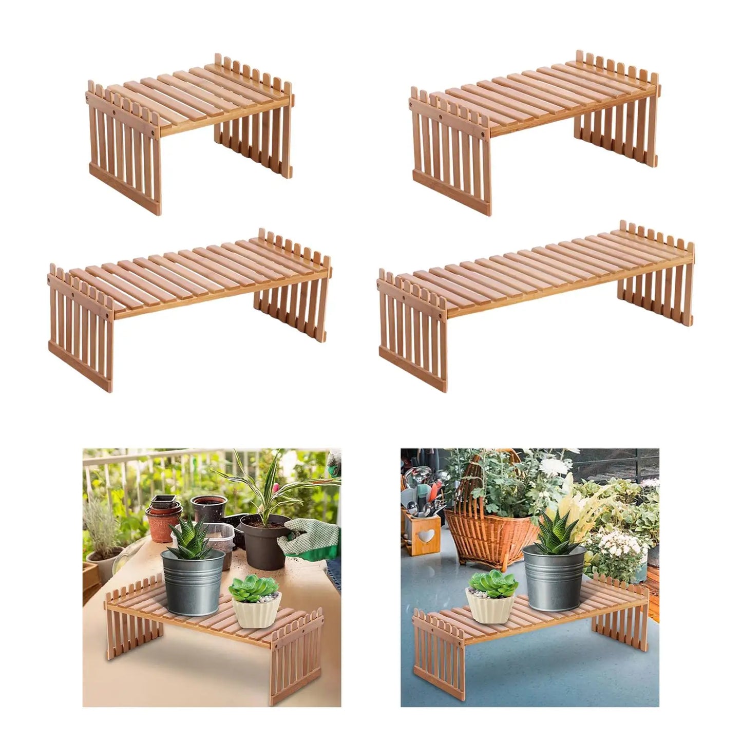 Flower Shelf Multifunctional Wood Planter Holder for Tranquil Indoor Spaces