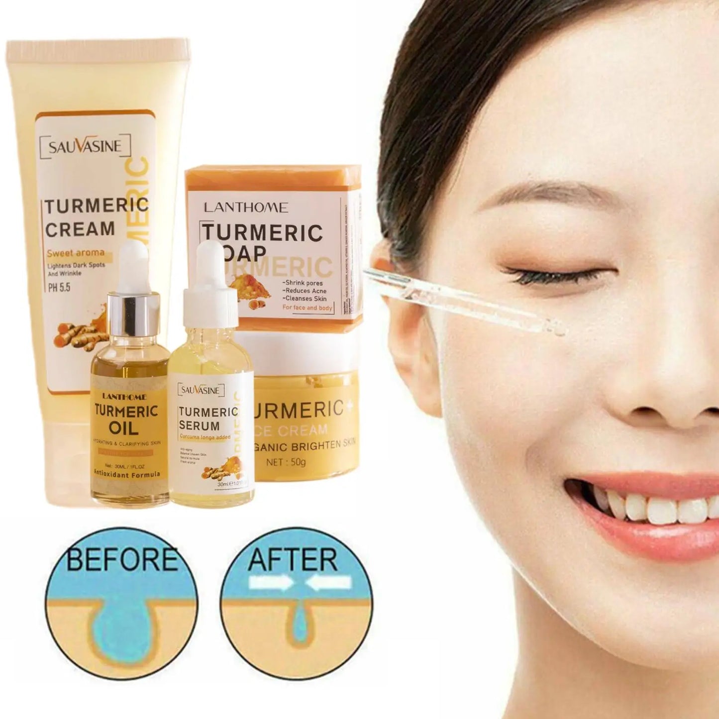 5 Piece Set Turmeric Facial Care for Radiant Skin Care