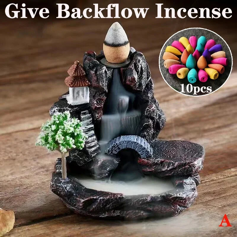 Creative High Mountain Flowing Resin Back Flow Incense Holder