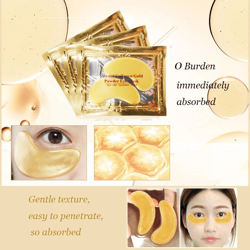 InniCare 50/60/80/100 Pcs Crystal Collagen Gold Eye Mask