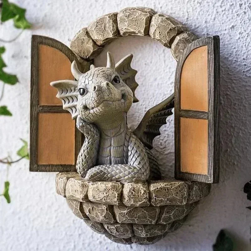 Solar Powered Outdoor Garden Dragon Statue for Meditation