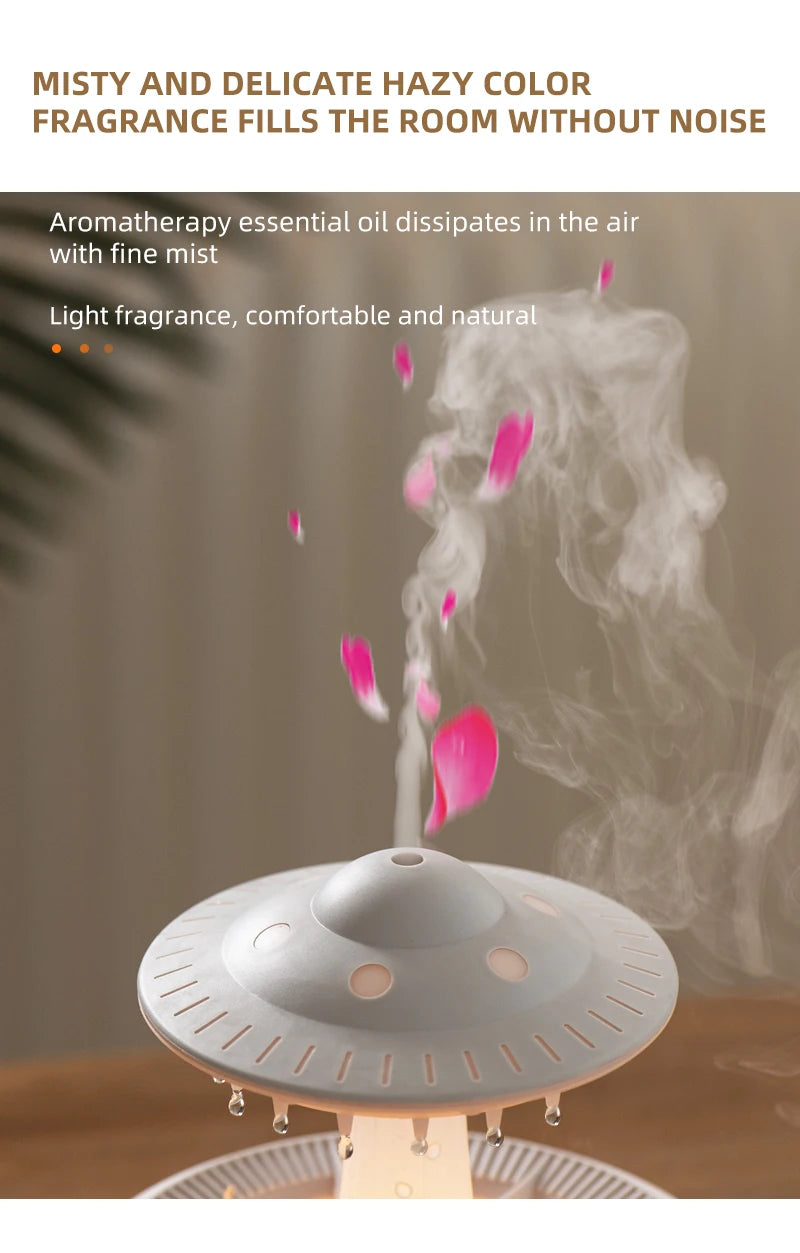 350ml Aroma Air Humidifier Mini USB Remote Control Raindrop Diffuser