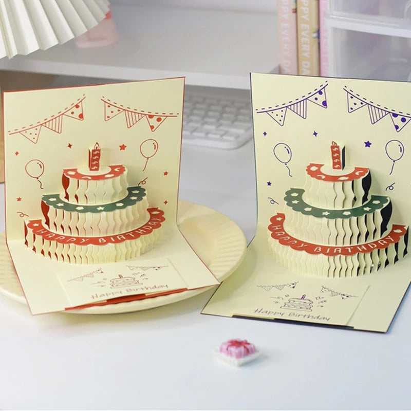 3D Musical Birthday Cake Card LED Light Pop-Up Greeting Cards for All Occasion