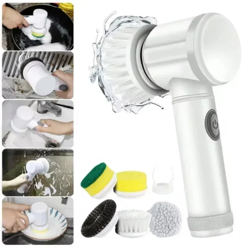 Powerful Electric Spin Scrubber with 5 Interchangeable Heads