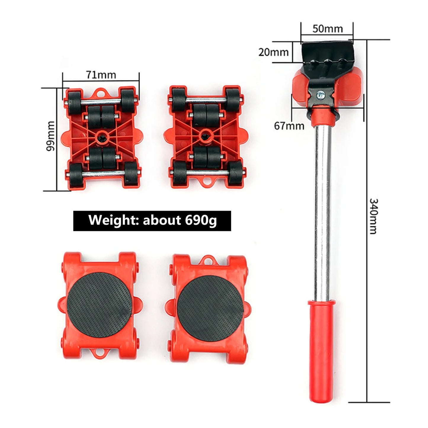 Heavy Duty Furniture Mover Lifter Kit With Rotatable Pads