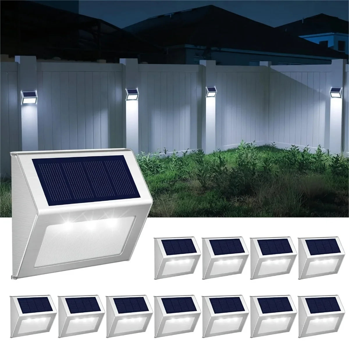 1~10pcs Solar Stair Lights Waterproof Yard Garden Light for Outside Patio Stainless Steel Solar Lamp