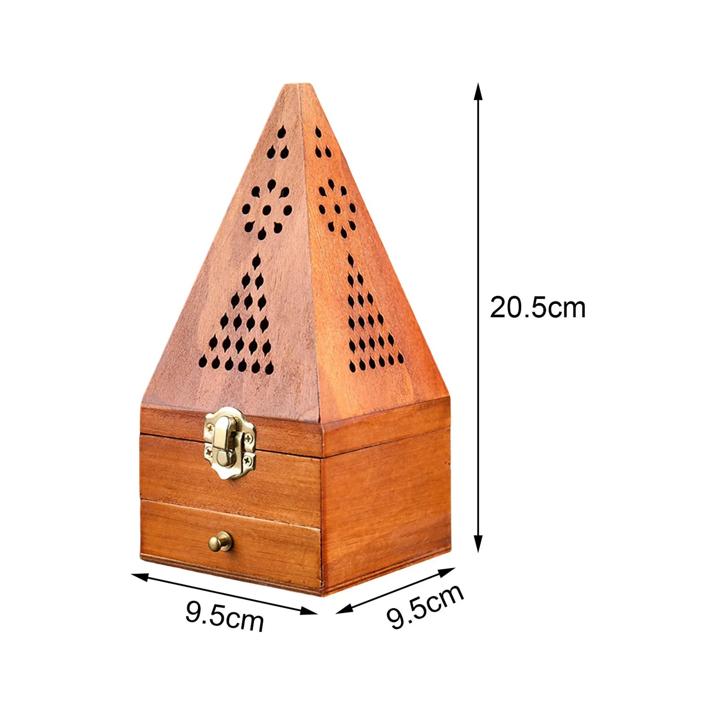 Wood Incense Burner Box Wooden Censer Pyramid Decor Holder