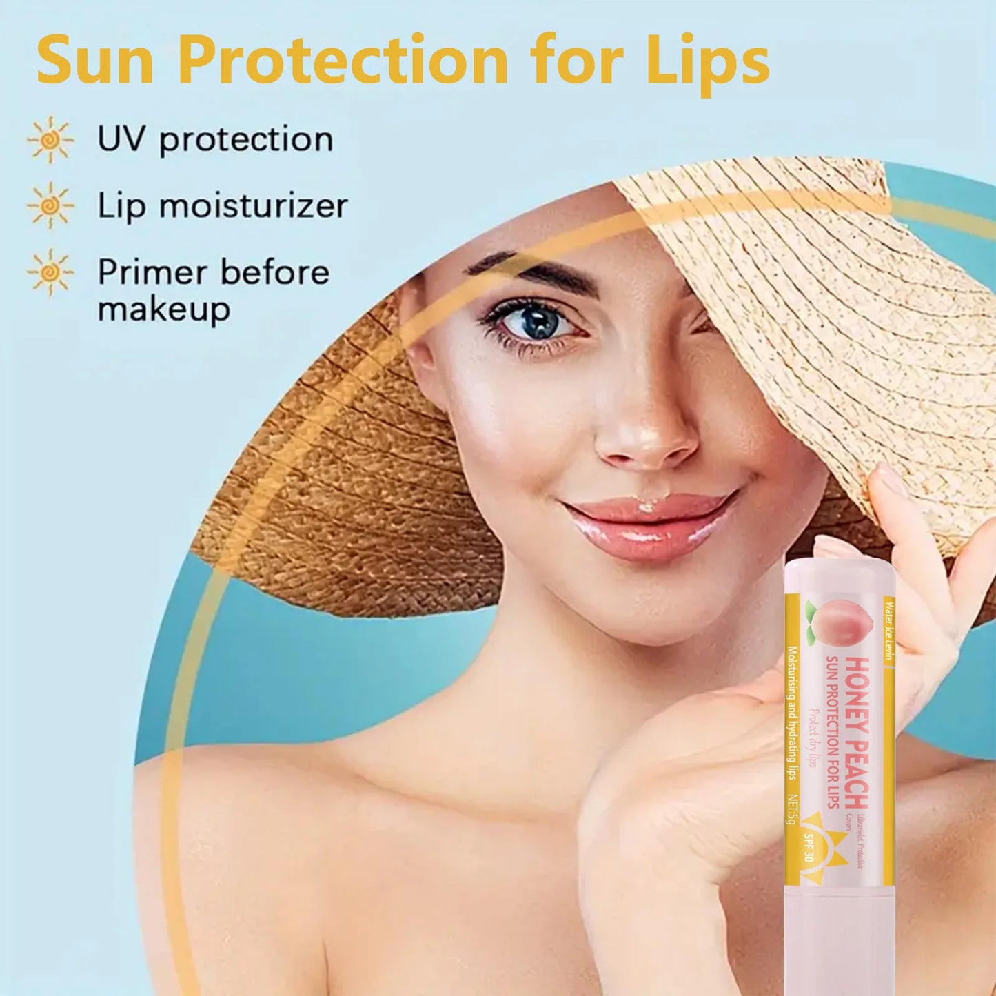 Peach and Banana Sunscreen Lip Balm SPF 30 for Moisturized Lips